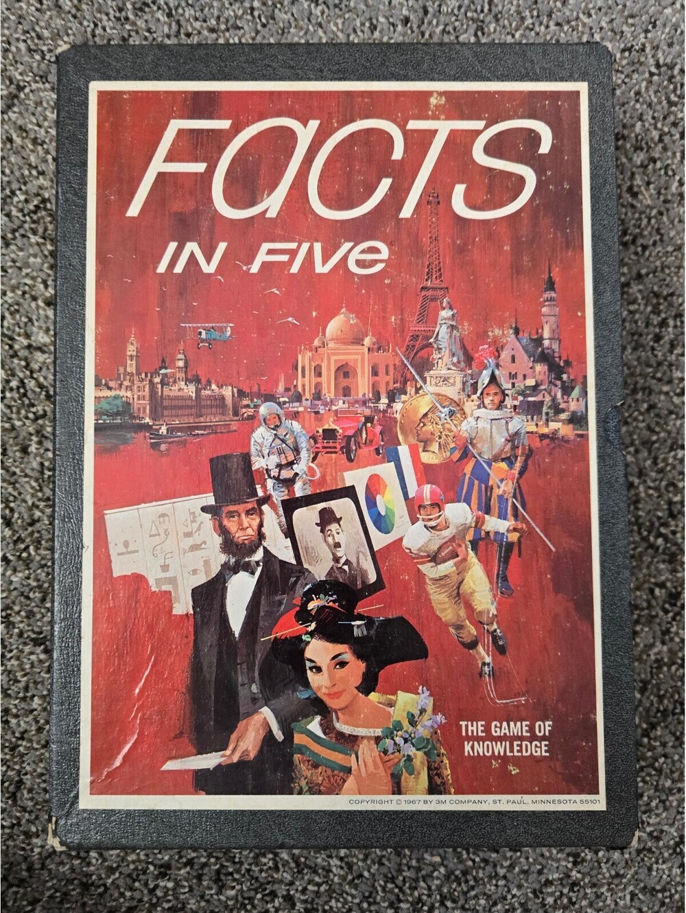 Vintage 1967 Facts in Five Board Game 3M Bookshelf Trivia Knowledge Strategy